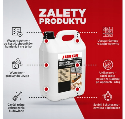 Płyn do mycia KOSTKI BRUKOWEJ CLEANER HD rdza ślady opon wykwity JURGA 1 L