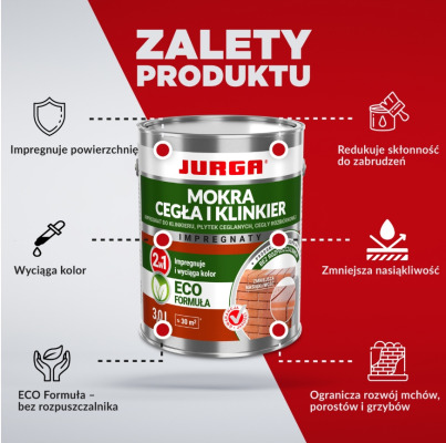MOKRA CEGŁA I KLINKIER impregnat cegła klinkier 3 l + 0,5 l GRATIS JURGA