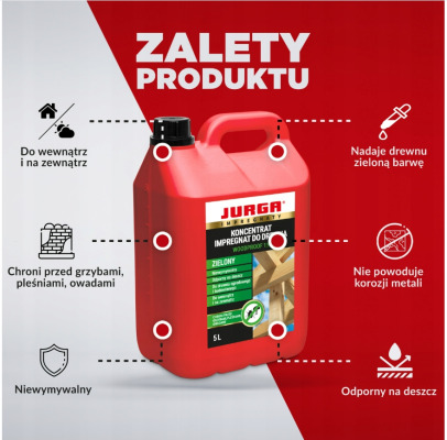 Impregnat WOODPROOF WIĘŹBA drewno 1:9 ZIELONY 5 l JURGA - 2 szt.
