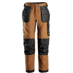 Spodnie robocze 6224 Snickers  Canvas+ Stretch AllroundWork z workami kieszeniowymi k. brązowy