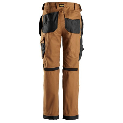 Spodnie robocze 6224 Snickers  Canvas+ Stretch AllroundWork z workami kieszeniowymi k. brązowy