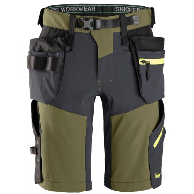 6140 Krótkie spodnie Snickers model Soft Shell Stretch FlexiWork+ Khaki Green