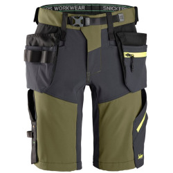 6140 Krótkie spodnie Snickers model Soft Shell Stretch FlexiWork+ Khaki Green