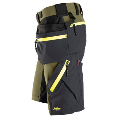 6140 Krótkie spodnie Snickers model Soft Shell Stretch FlexiWork+ Khaki Green