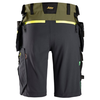 6140 Krótkie spodnie Snickers model Soft Shell Stretch FlexiWork+ Khaki Green