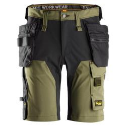 6175 Krótkie spodenki Snickers Stretch model AllroundWork w kolorze Khaki/Green