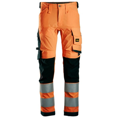 Spodnie Snickers 6343 Odblaskowe Stretch AllroundWork Pomarańczowe