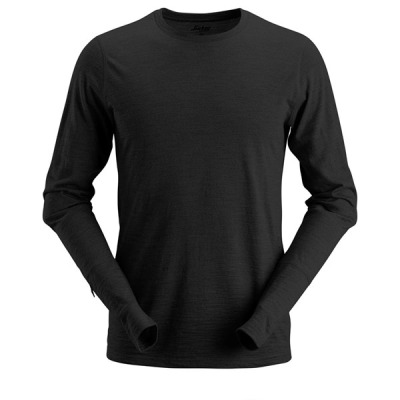 T-shirt wełniany z długimi rękawami 2427 BLACK