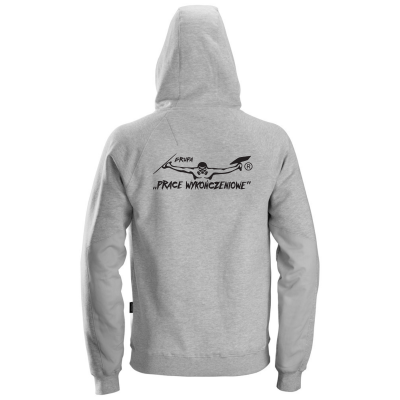 Bluza Snickers z haftem logo Grupy Prace Wykończeniowe kolor szary (duże pierś + plecy)