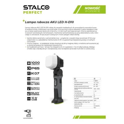 Lampa Robocza Aku LED H-D10 Stalco Perfect S-98803