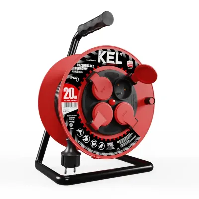 Przedłużacz bębnowy warsztatowy PROFESSIONAL LINE 4x2p IP44; 16A; H05RR-F; 3x1,5; 20m; Plastrol