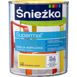 Supermal Emalia akrylowa do drewna i metalu universalna - żółty jedwabisty połysk 0,8l