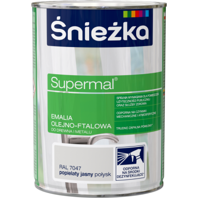 Supermal Emalia Olejno-Ftalowa - popielaty jasny połysk 0,8l