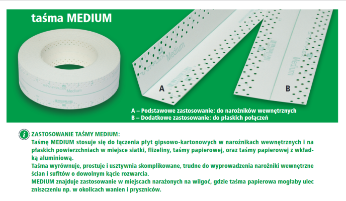 Taśma USA do płyt gk Strait-Flex medium 20m zielona