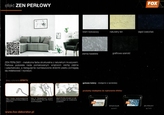 Fox Dekorator ZEN PERŁOWY farba strukturalna Grafitowa Szarość 1L
