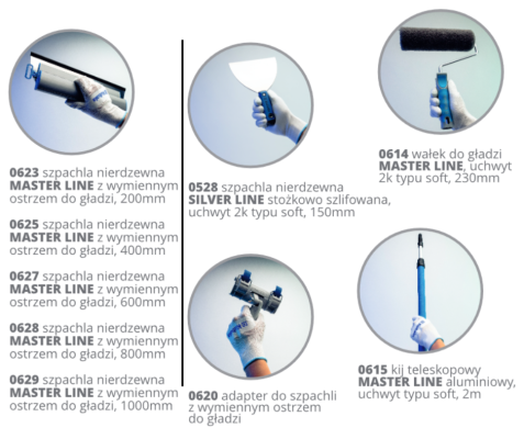 Walizka z narzędziami do gładzi MASTER SET (0651) KUBALA zestaw szpachli