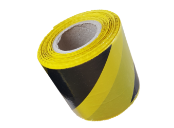 TAŚMA OSTRZEGAWCZA 80/100mb czerw-biała/zółto-czarna.