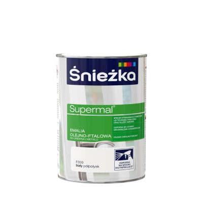 ŚNIEŻKA SUPERMAL emalia akrylowa uniwersalna biały półpołysk 0,8 l