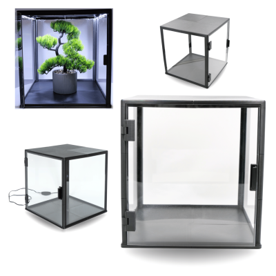 DUŻA GABLOTA LED 30×30×31 cm — PRZESTRONNA WITRYNA KOLEKCJONERSKA Z PODŚWIETLENIEM I SYSTEMEM ANTY-KURZ