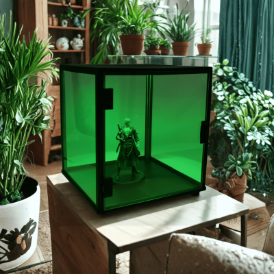 DUŻA GABLOTA LED 30×30×31 cm — PRZESTRONNA WITRYNA KOLEKCJONERSKA Z PODŚWIETLENIEM I SYSTEMEM ANTY-KURZ