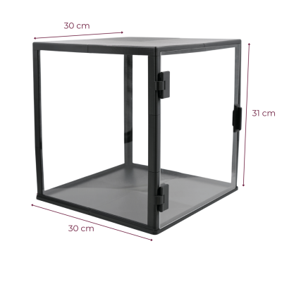 DUŻA GABLOTA LED 30×30×31 cm — PRZESTRONNA WITRYNA KOLEKCJONERSKA Z PODŚWIETLENIEM I SYSTEMEM ANTY-KURZ