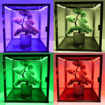 DUŻA GABLOTA LED 30×30×31 cm — PRZESTRONNA WITRYNA KOLEKCJONERSKA Z PODŚWIETLENIEM I SYSTEMEM ANTY-KURZ