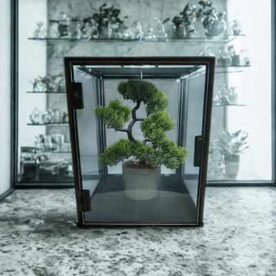 GABLOTA PIONOWA LED 25×25×30 cm — WYSOKA WITRYNA KOLEKCJONERSKA Z OŚWIETLENIEM I OCHRONĄ ANTY-KURZ