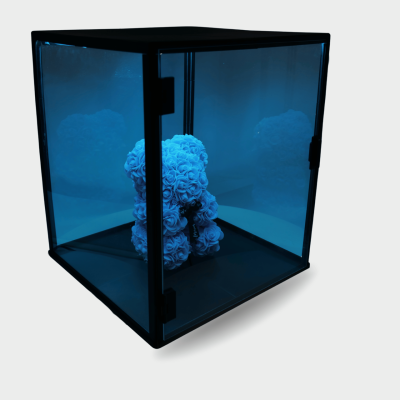 GABLOTA PIONOWA LED 35×35×40 cm — WYSOKA WITRYNA KOLEKCJONERSKA Z OŚWIETLENIEM I OCHRONĄ ANTY-KURZ