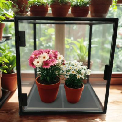 DUŻA GABLOTA ROŚLINNA 30×30×30 cm Z OŚWIETLENIEM GROW-LIGHT I MATĄ GRZEWCZĄ – MINI SZKLARNIA KOLEKCJONERSKA DLA ROŚLIN EGZOTYCZNYCH