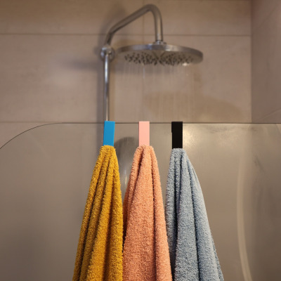 4x Haczyk bezinwazyjny drzwi kabina prysznicowa szafka kaloryfer czarny