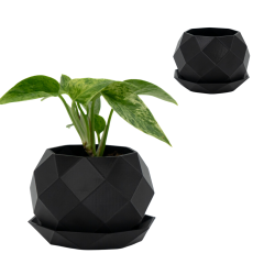 Osłonka na Doniczkę / Doniczka z Podstawką – Idealna do Twojego Domu! 10 cm – czarna