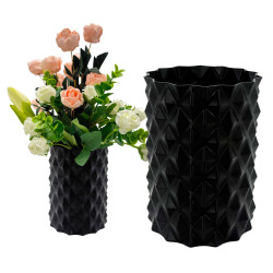 Czarny wazonik na sztuczne kwiaty – duży, minimalistyczny design (11×15 cm)
