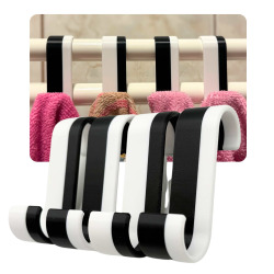 4x haczyki bezinwazyjne do łazienki na grzejnik – czarno-białe (zebra), okrągły kaloryfer 2 cm