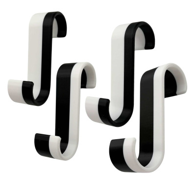 4x haczyki bezinwazyjne do łazienki na grzejnik – czarno-białe (zebra), okrągły kaloryfer 2 cm