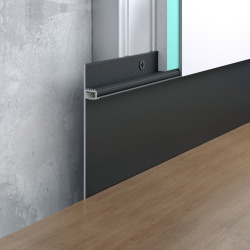 Aluminiowa listwa przypodłogowa podtynkowa 100 mm LED z osłonką, czarna