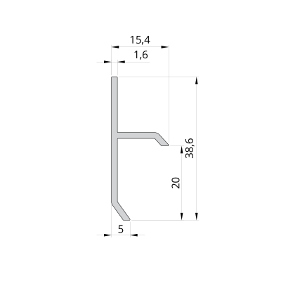 Aluminiowa listwa przypodłogowa szczelinowa 20 mm, biała