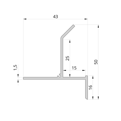 Aluminiowy profil cieniowy Shadow Gap 16 mm z kanałem LED, biały