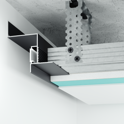 Aluminiowy profil cieniowy Shadow Gap 40 mm z kanałem LED i osłonką, czarny