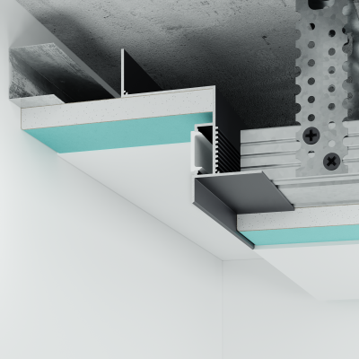 Aluminiowy profil cieniowy Shadow Gap 40 mm z kanałem LED i osłonką, czarny