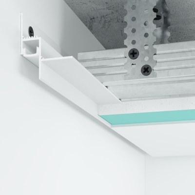 Aluminiowy profil cieniowy Shadow Gap 13 mm z kanałem LED i osłonką, biały