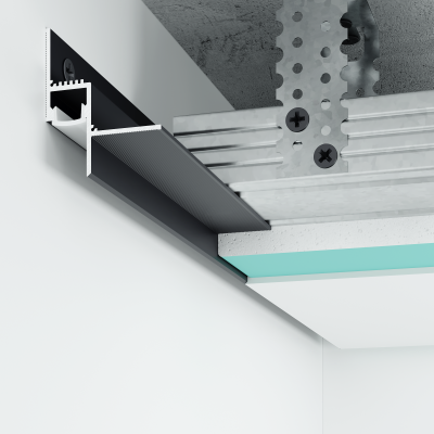 Aluminiowy profil cieniowy Shadow Gap 13 mm z kanałem LED i osłonką, czarny