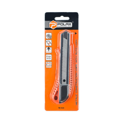 Nóż o konstrukcji metalowej Polax z wysuwanym ostrzem, auto-lock 18 mm (23-005)