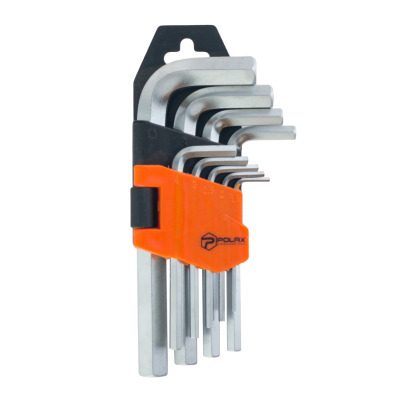 Zestaw kluczy imbusowych Polax w kształcie litery L 9 sztuk, 1,5-10 mm, Cr-V (25-005)