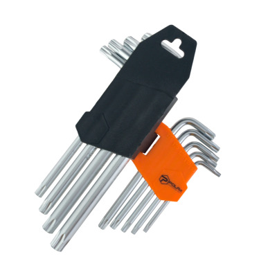 Zestaw kluczy imbusowych TORX Polax w kształcie litery L, 9 sztuk, T10-T50, Cr-V (25-007)