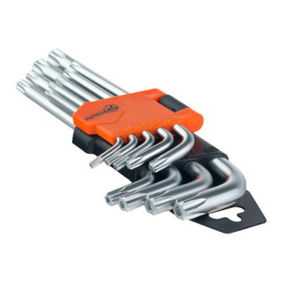 Zestaw kluczy imbusowych TORX Polax w kształcie litery L, 9 sztuk, T10-T50, Cr-V (25-007)