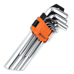 Zestaw długich kluczy imbusowych Polax w kształcie litery L, 9 sztuk, 1,5-10 mm, Cr-V (25-006)