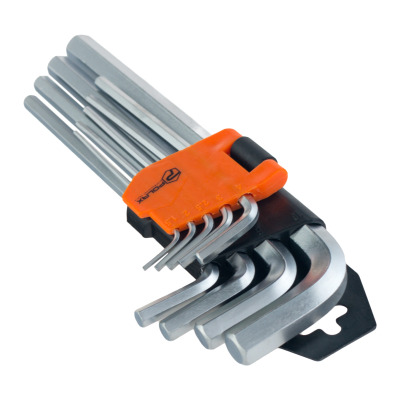 Zestaw długich kluczy imbusowych Polax w kształcie litery L, 9 sztuk, 1,5-10 mm, Cr-V (25-006)