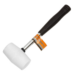 Młotek gumowy Polax, trzonek metalowy biały 225 g (39-003)