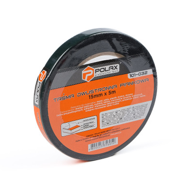 Taśma dwustronna Taśma klejąca Polax Standard na podłożu piankowym 15 mm x 5 m (101-032)