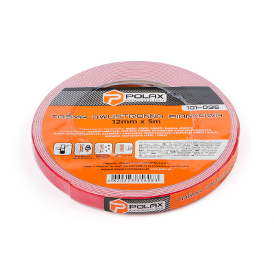 Taśma dwustronna Taśma klejąca Polax Specialized na podłożu piankowym 12 mm x 2 m (101-035)